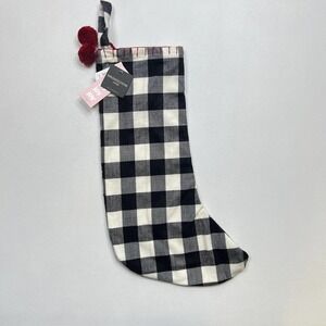 New Magaschoni White Black Buffalo Check Plaid Christmas Stocking 22"
